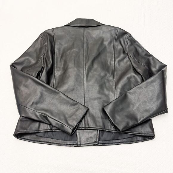 GAP Black Faux Leather Motorcycle Jacket Size XL - Picture 3 of 9